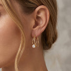 Royal Bali Collection - D'Joy Moissanite Hoop Earring with Clasp Back in Yellow Gold Plated Sterling Silver 1.60 Ct._8622526_1