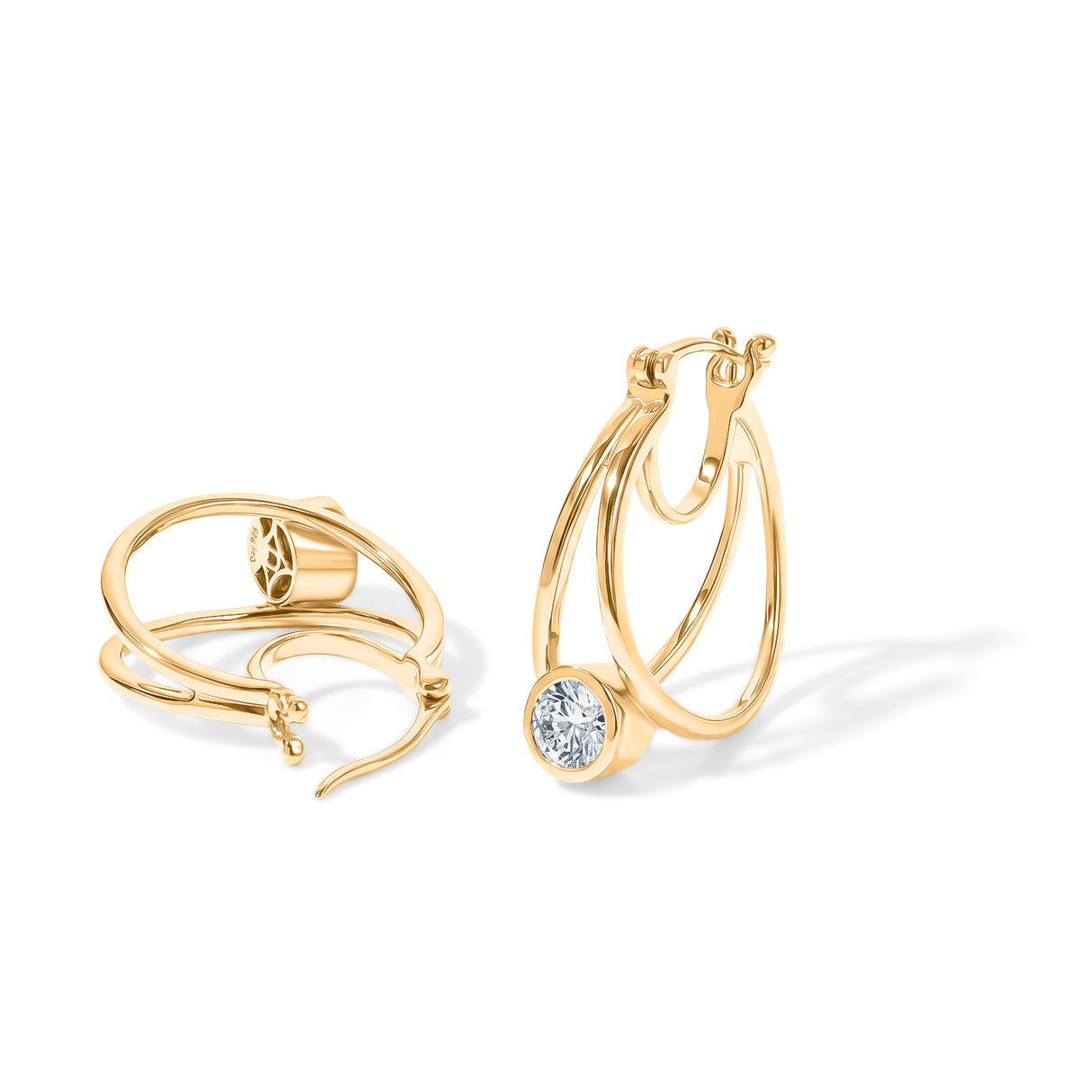 D'Joy Moissanite Hoop Earring with Clasp Back in Yellow Gold Plated Sterling Silver 1.60 Ct. V32521671 4