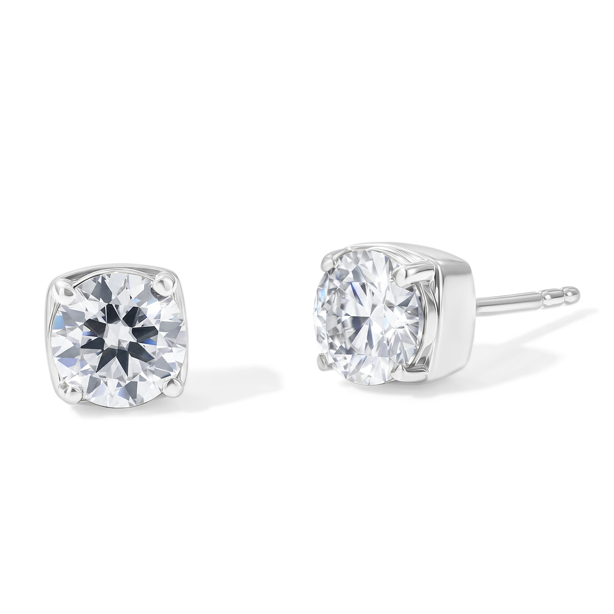 D'Joy Moissanite Solitaire Stud Push Post Earring in Platinum Overlay Sterling Silver 1.54 Ct. V32521231 0