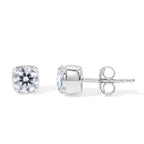 Royal Bali Collection - D'Joy Moissanite Solitaire Stud Push Post Earring in Platinum Overlay Sterling Silver 1.54 Ct._8622527_3