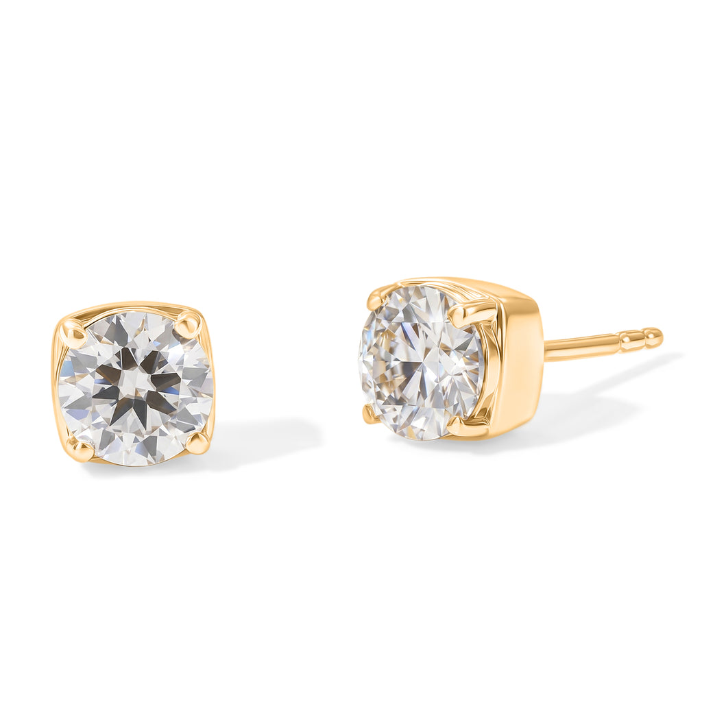 Royal Bali Collection - D'Joy Moissanite Solitaire Stud Push Post Earring in Yellow Gold Plated Sterling Silver 1.54 Ct._8622528