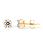 Royal Bali Collection - D'Joy Moissanite Solitaire Stud Push Post Earring in Yellow Gold Plated Sterling Silver 1.54 Ct._8622528_3