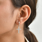 Royal Bali Collection - D'Joy Moissanite Cross Hoop Earring in Platinum Overlay Sterling Silver 1.00 Ct._8622534_1