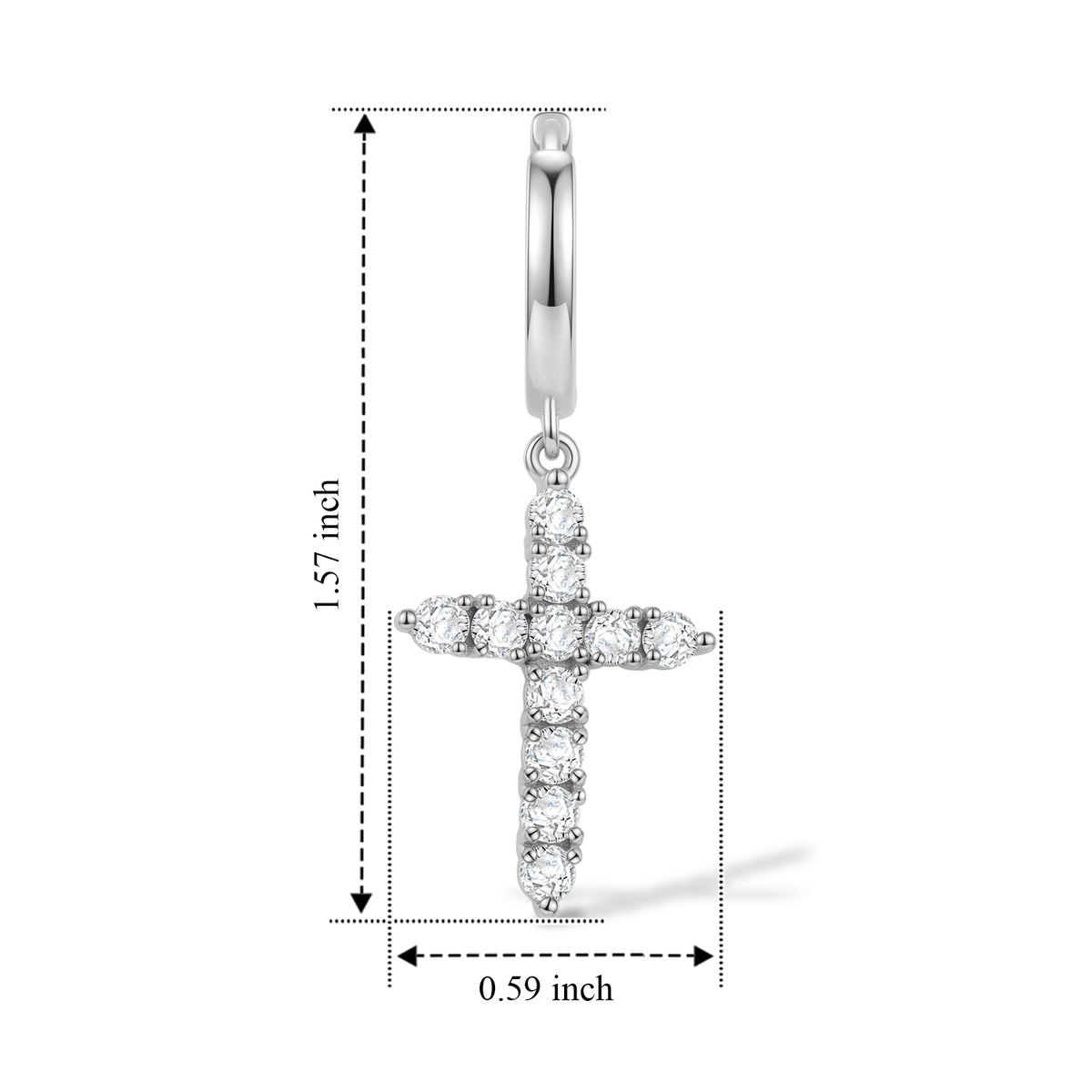 D'Joy - Moissanite Cross Hoop Earring in Platinum Overlay Sterling Silver 1.00 Ct. 8622534 4