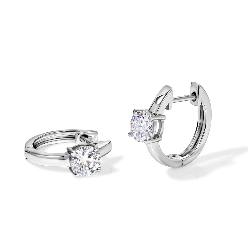 Royal Bali Collection - D'Joy Moissanite Solitaire Hoop Earring in Platinum Overlay Sterling Silver 1.00 Ct._8622538