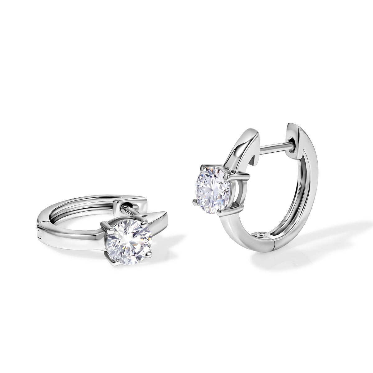 D'Joy Moissanite Solitaire Hoop Earring in Platinum Overlay Sterling Silver 1.00 Ct. V32516362 0