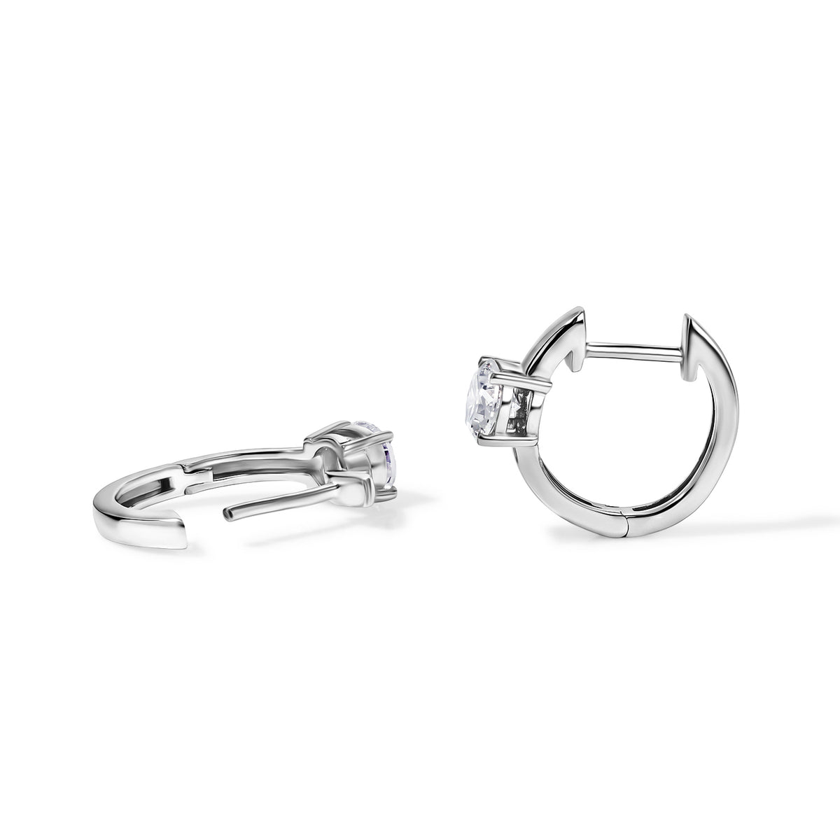 D'Joy Moissanite Solitaire Hoop Earring in Platinum Overlay Sterling Silver 1.00 Ct. V32516362 3