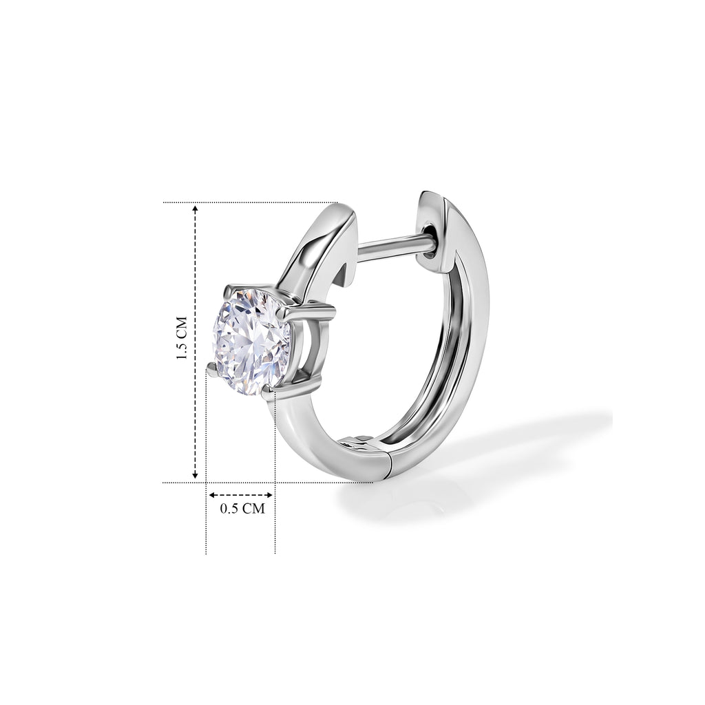 Royal Bali Collection - D'Joy Moissanite Solitaire Hoop Earring in Platinum Overlay Sterling Silver 1.00 Ct._8622538_3