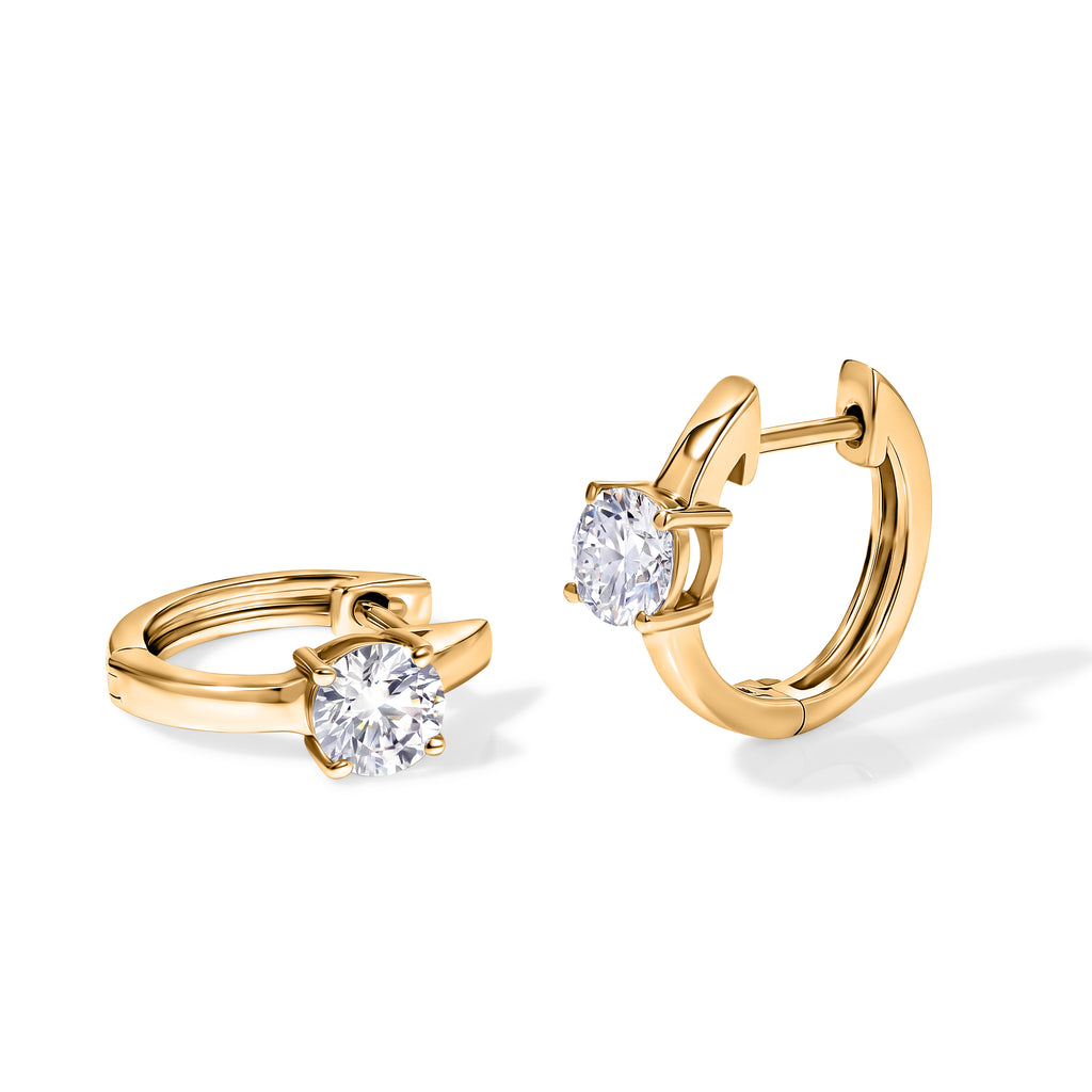 Royal Bali Collection - D'Joy Moissanite Solitaire Hoop Earring in Yellow Gold Plated Sterling Silver 1.00 Ct._8622549