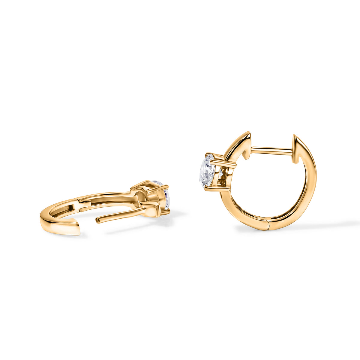 D'Joy Moissanite Solitaire Hoop Earring in Yellow Gold Plated Sterling Silver 1.00 Ct. V32516587 3