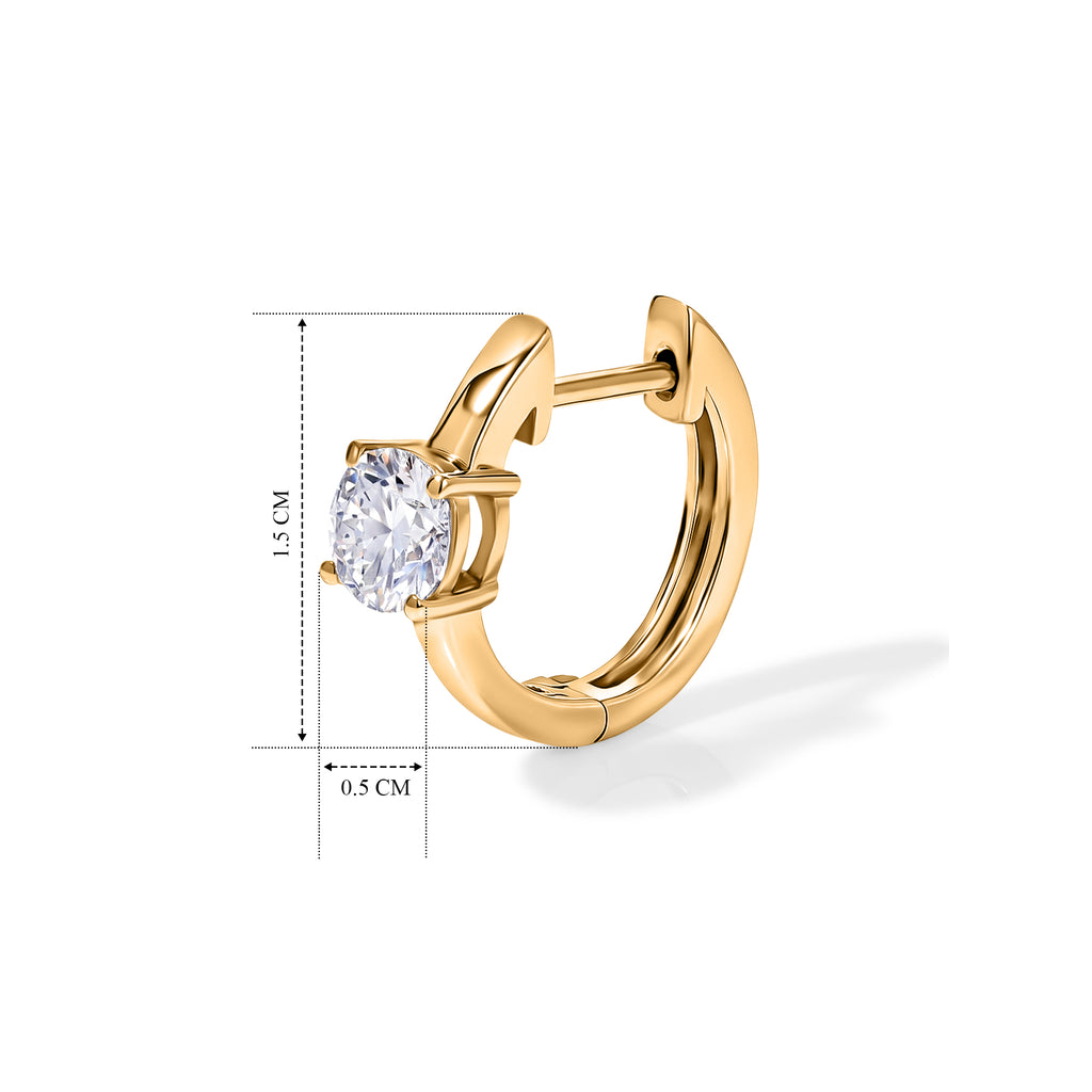 Royal Bali Collection - D'Joy Moissanite Solitaire Hoop Earring in Yellow Gold Plated Sterling Silver 1.00 Ct._8622549_3