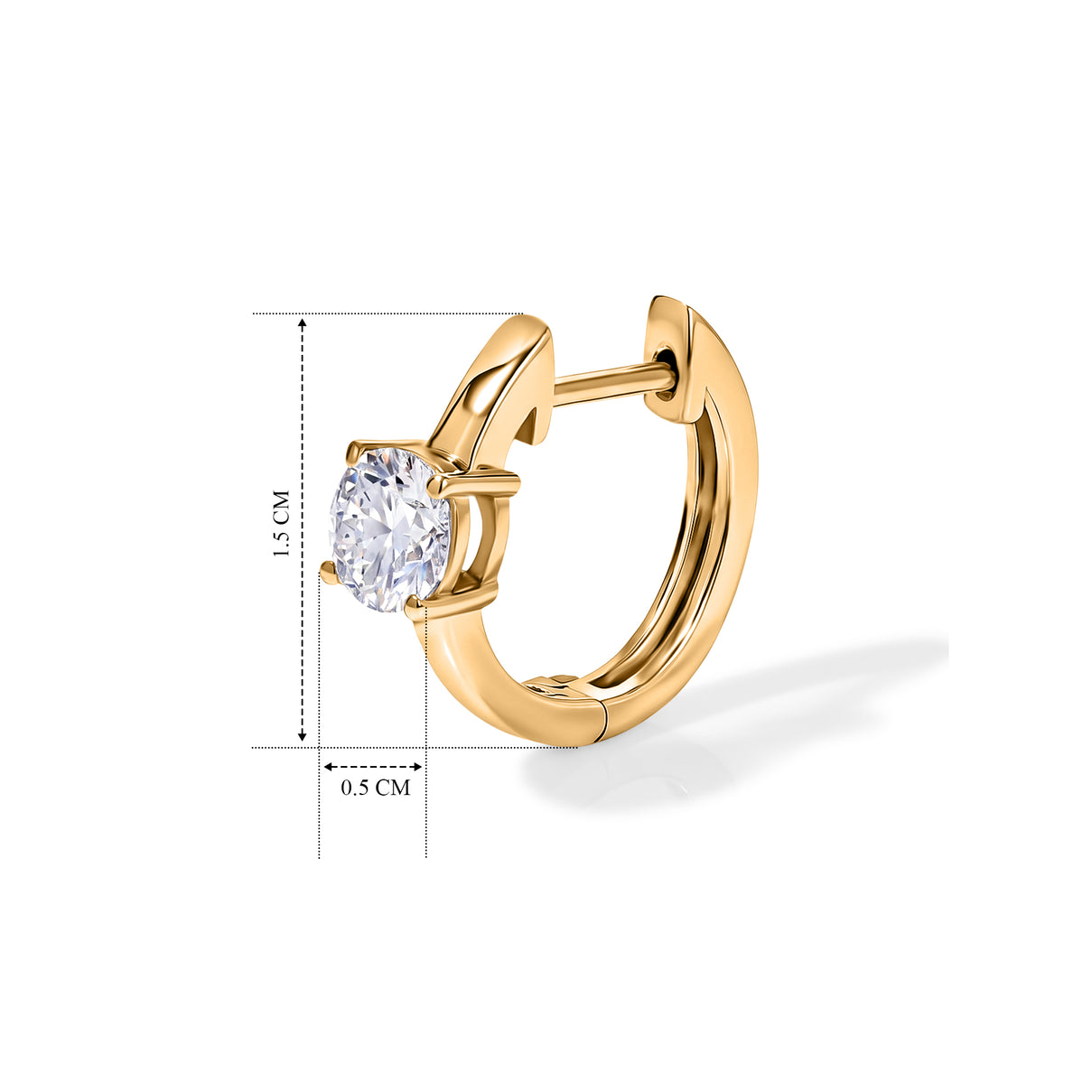 D'Joy Moissanite Solitaire Hoop Earring in Yellow Gold Plated Sterling Silver 1.00 Ct. V32516587 4