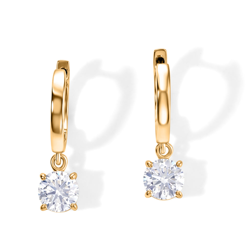 Royal Bali Collection - D'Joy Moissanite Hoop Earring in Yellow Gold Plated Sterling Silver 1.60 Ct._8622552