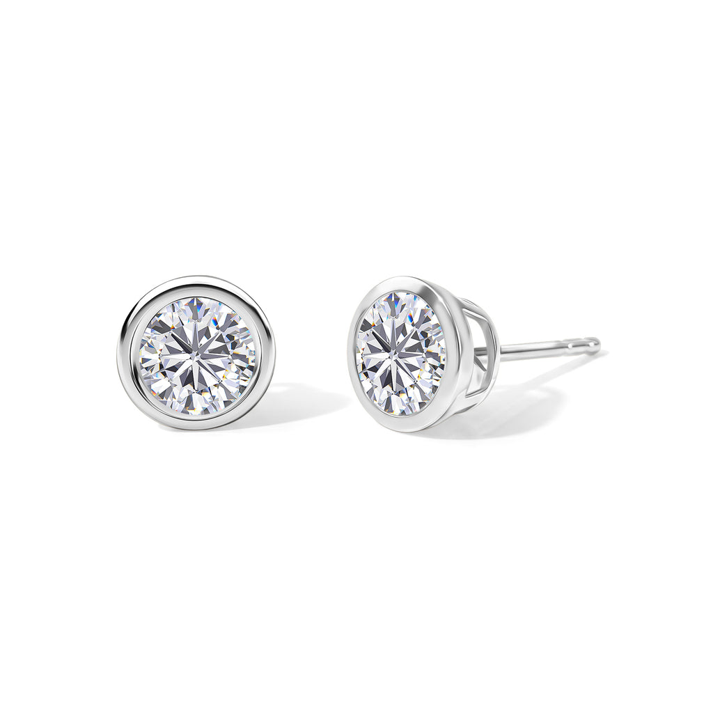 D'Joy - Moissanite Solitaire Stud Push Post Earring in Platinum Overlay Sterling Silver 1.93 Ct._8622553