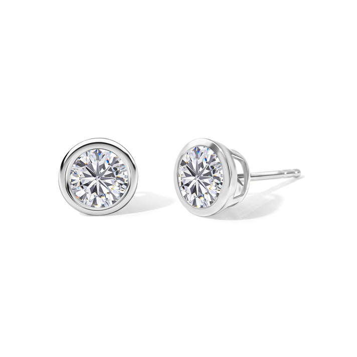 D'Joy - Moissanite Solitaire Stud Push Post Earring in Platinum Overlay Sterling Silver 1.93 Ct. V32655834 1