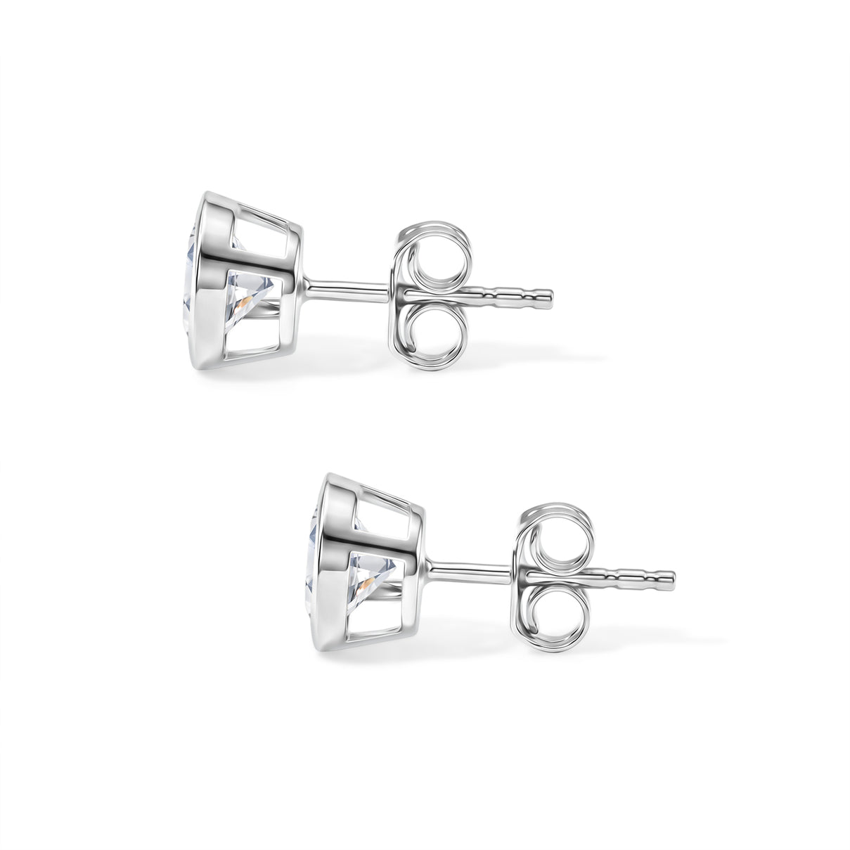 D'Joy - Moissanite Solitaire Stud Push Post Earring in Platinum Overlay Sterling Silver 1.93 Ct. 8622553 3