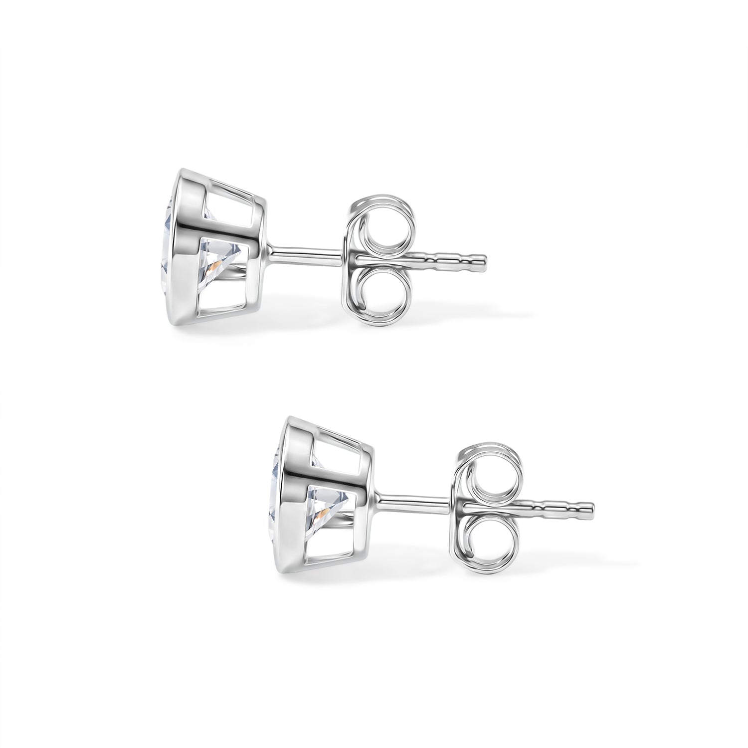 D'Joy - Moissanite Solitaire Stud Push Post Earring in Platinum Overlay Sterling Silver 1.93 Ct. 8622553 3