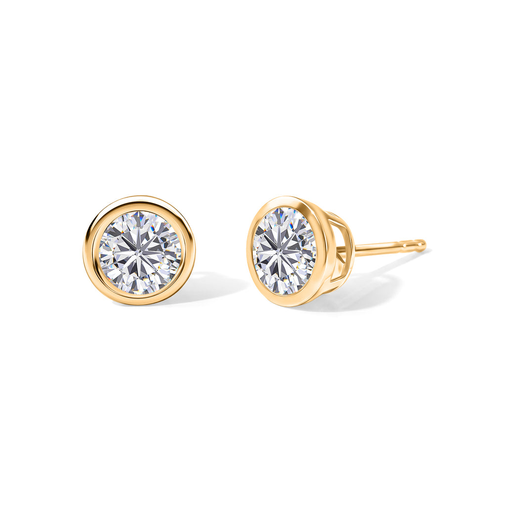 D'Joy - Moissanite Solitaire Stud Push Post Earring in Yellow Gold Plated Sterling Silver 1.93 Ct._8622559