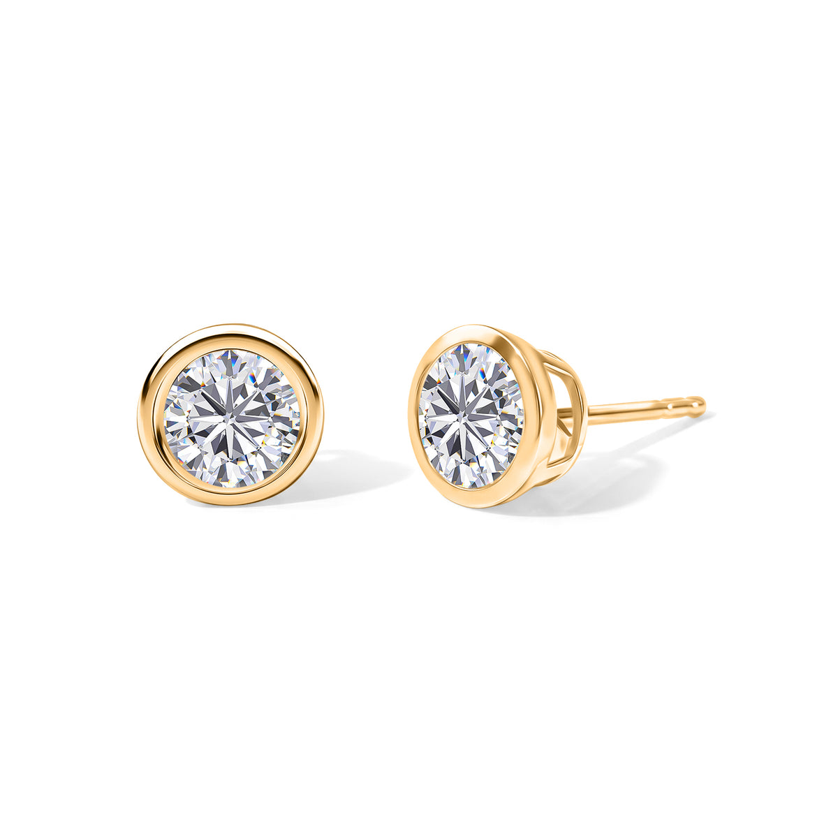 D'Joy - Moissanite Solitaire Stud Push Post Earring in Yellow Gold Plated Sterling Silver 1.93 Ct. V32519784 0
