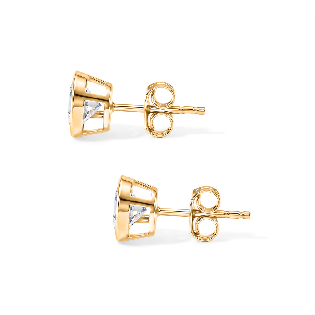 D'Joy - Moissanite Solitaire Stud Push Post Earring in Yellow Gold Plated Sterling Silver 1.93 Ct._8622559_3