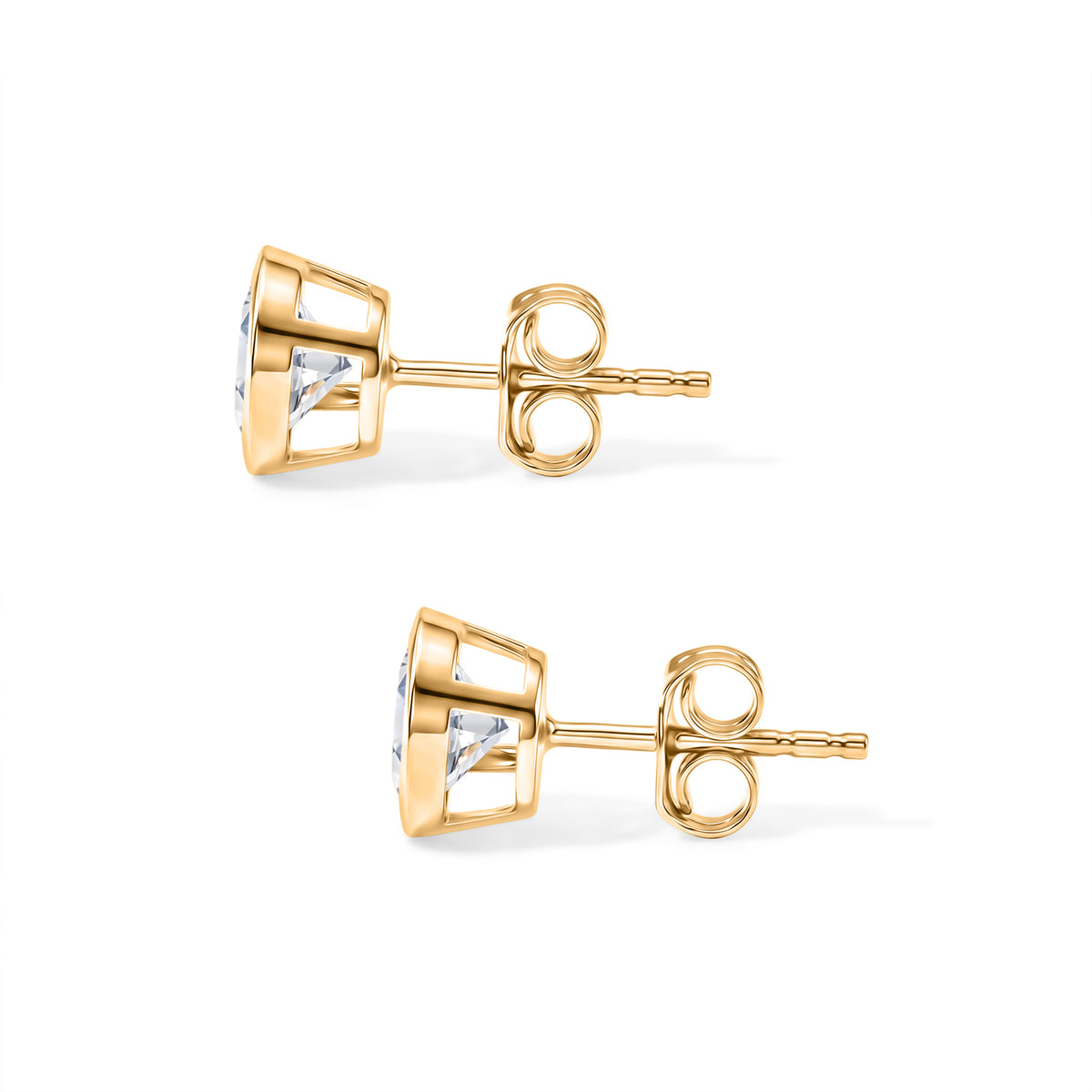 D'Joy - Moissanite Solitaire Stud Push Post Earring in Yellow Gold Plated Sterling Silver 1.93 Ct. V32519784 4