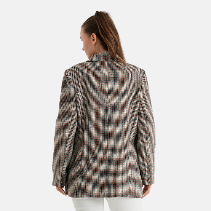 La Marey Ladies Houndstooth Tailored Longline Blazer (Size S, 8-10) - Beige &amp; Green 8623062 2