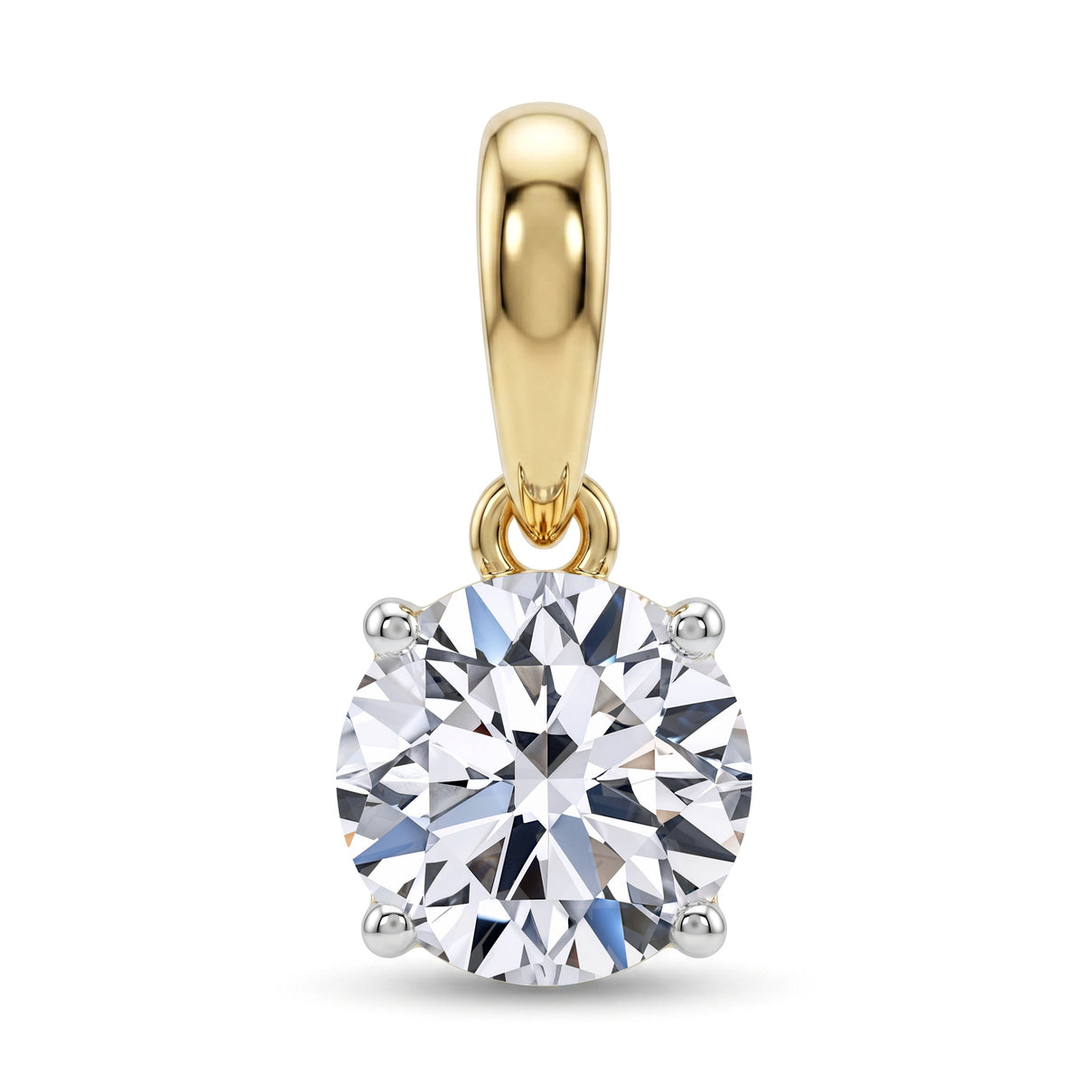 LUXURIANT 1 Ct. Lab Grown Diamond Round-Cut Solitaire Pendant in 9K Yellow Gold SGL Certified (SI-G-H) 8623187 0