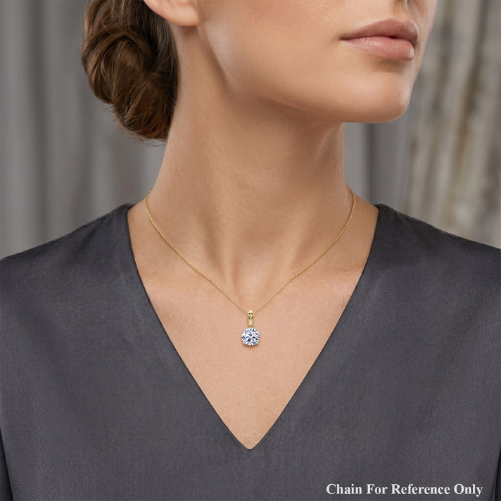 LUXURIANT 1 Ct. Lab Grown Diamond Round-Cut Solitaire Pendant in 9K Yellow Gold SGL Certified (SI-G-H) 8623187 2
