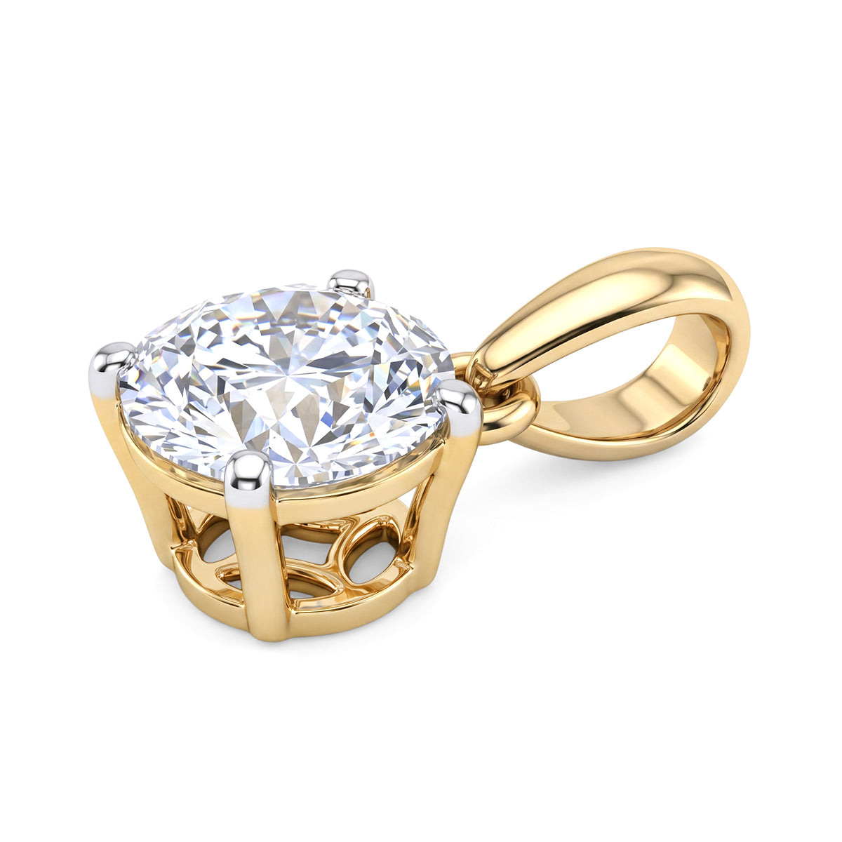 LUXURIANT 1 Ct. Lab Grown Diamond Round-Cut Solitaire Pendant in 9K Yellow Gold SGL Certified (SI-G-H) 8623187 4