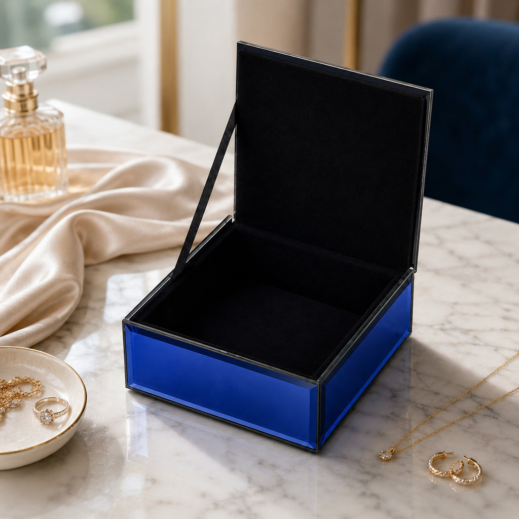 Patterned Jewellery Box (Size 10x10x4 cm) - Blue_8623575_1