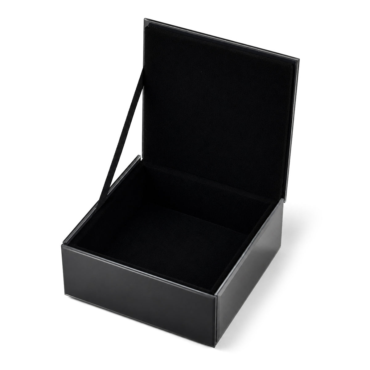 Modern Mirrored Glass Jewellery Box with Clear Crystal Jewel Lid Knob - Black V32701119 3