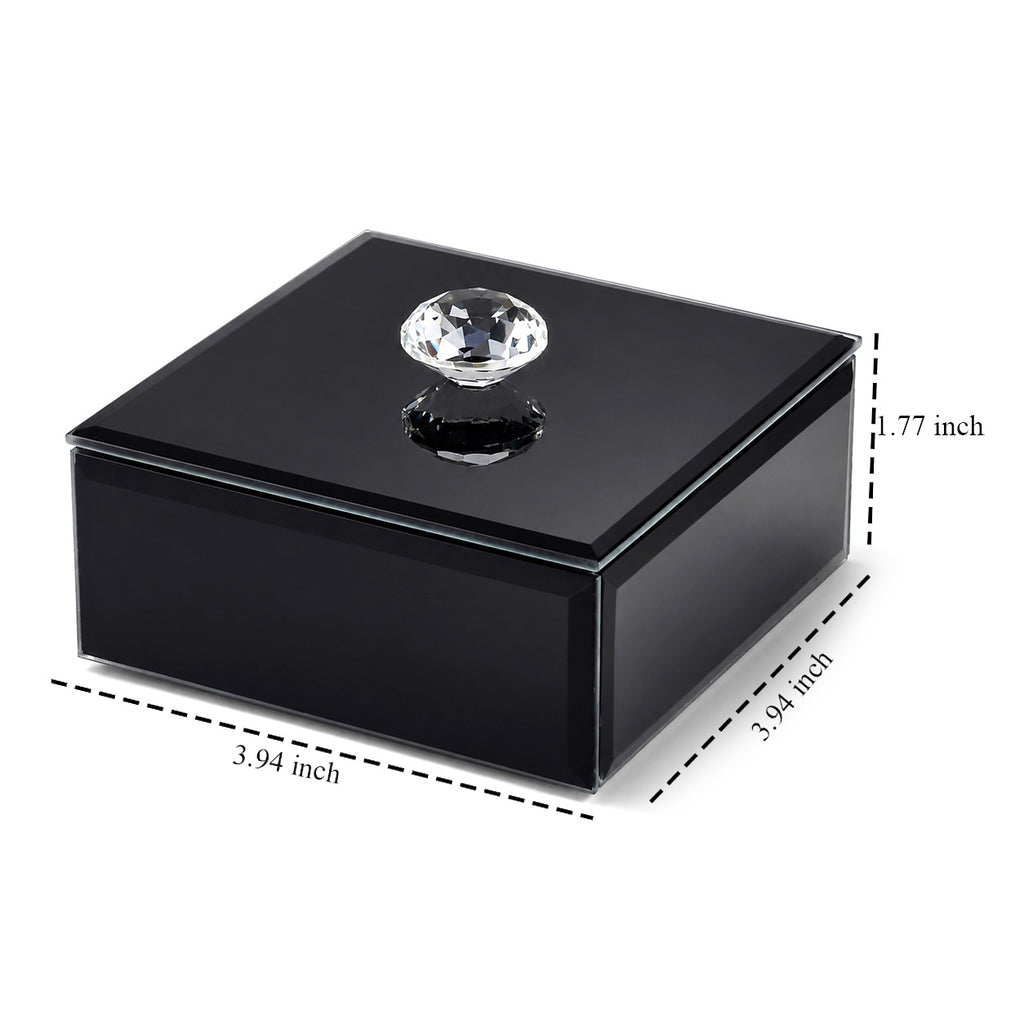Patterned Jewellery Box (Size 10x10x4 cm) - Black_8623576_3