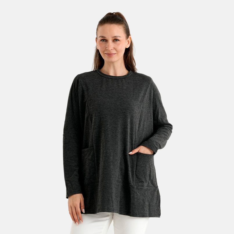 La Marey Relaxed Fit Sweatshirt with Side Pocket (Size S/M, 8-14) - Grey_8623631