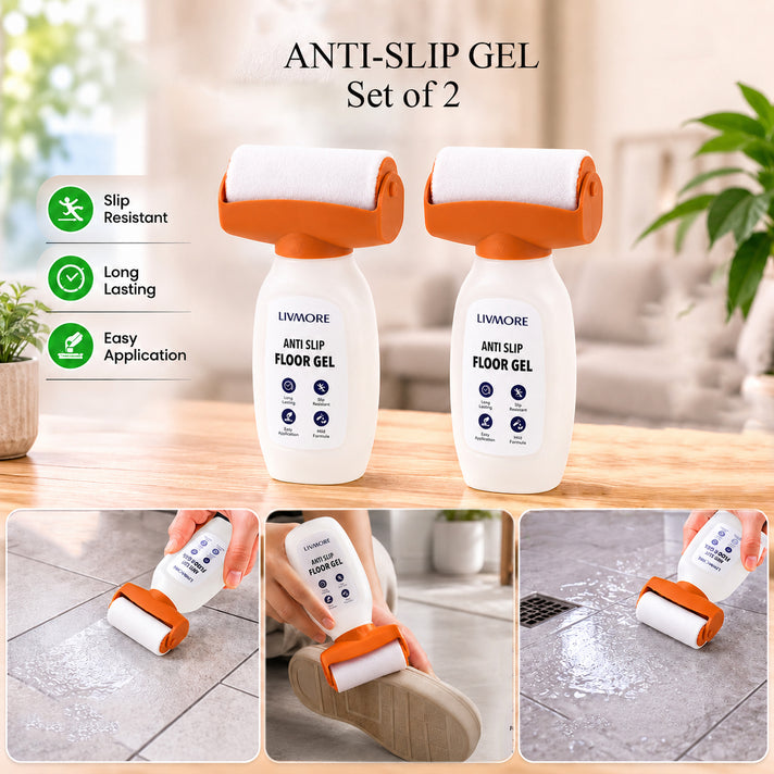 Livmore Set of 2 Anti-Slip Floor Gel Coatings with Application Brush (2 x 300g) - Orange &amp; White 8623763 2