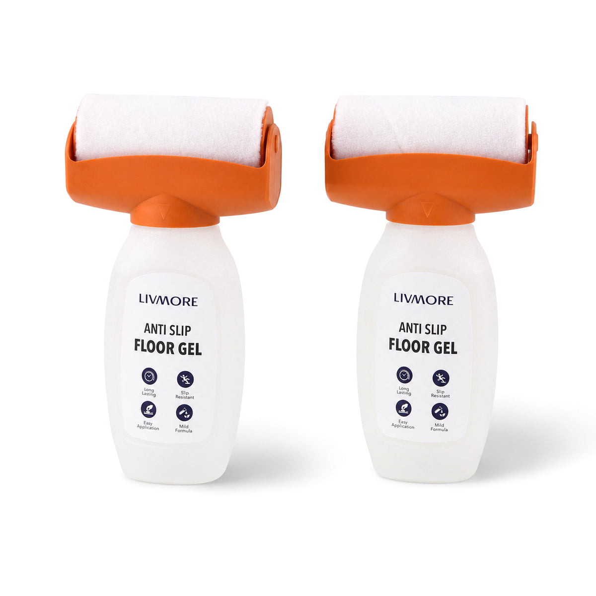 Livmore Set of 2 Anti-Slip Floor Gel Coatings with Application Brush (2 x 300g) - Orange &amp; White 8623763 3