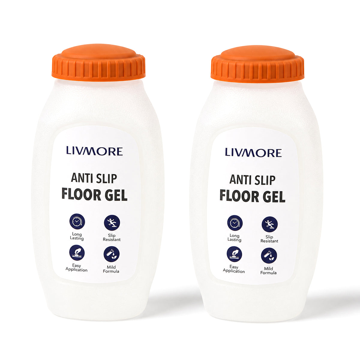 Livmore Set of 2 Anti-Slip Floor Gel Coatings with Application Brush (2 x 300g) - Orange &amp; White 8623763 5