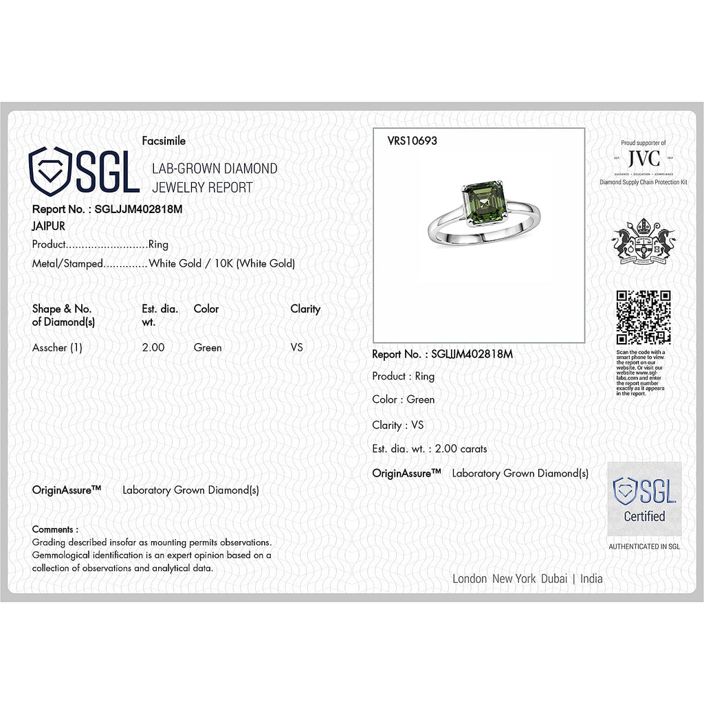 Luxuriant 10K White Gold VS Lab Grown Green Diamond EF, VS Solitaire Ring, Gold Wt.2.25 Gms  2.000  Ct._8623871_6