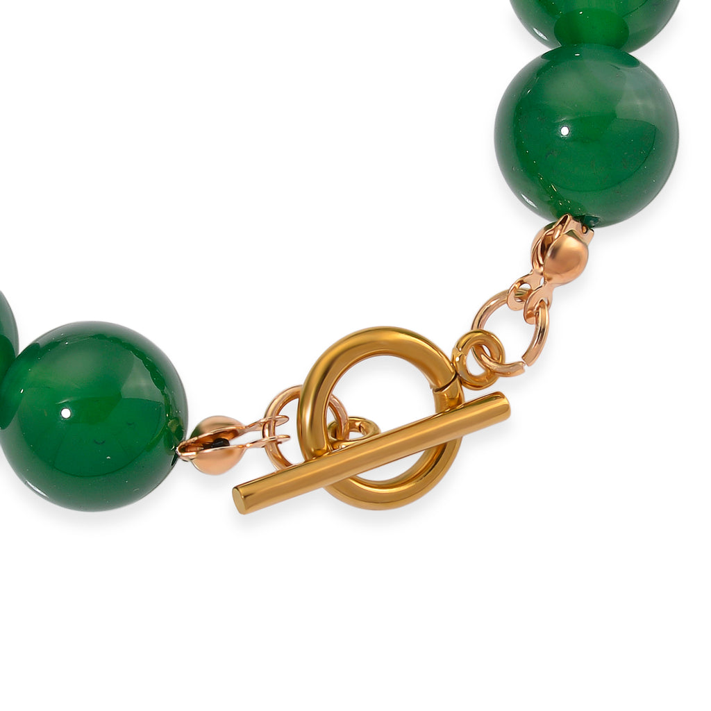 Green Onyx, White Cubic Zirconia & White Shell Pearl Beads Bracelet (Size - 8) 145.00 Ct._8624363_4