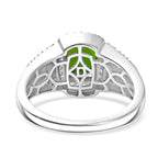 D'Joy - Natural Chrome Diopside & White Zircon Halo Ring in Rhodium Overlay Sterling Silver 2.67 Ct._8624440_4