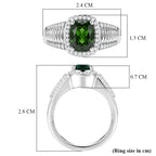 D'Joy - Natural Chrome Diopside & White Zircon Halo Ring in Rhodium Overlay Sterling Silver 2.67 Ct._8624440_5