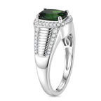D'Joy - Natural Chrome Diopside & White Zircon Halo Ring in Rhodium Overlay Sterling Silver 2.67 Ct._8624441_3