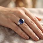 D'Joy - Ceylon Color Quartz & Moissanite Ring in Rhodium Overlay Sterling Silver 6.65 Ct._8624448_1