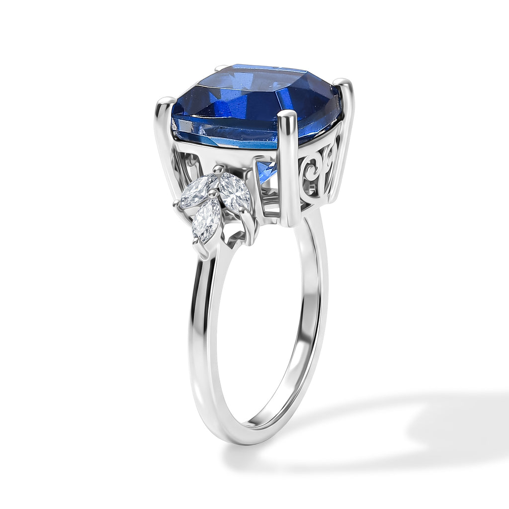 D'Joy - Ceylon Color Quartz & Moissanite Ring in Rhodium Overlay Sterling Silver 6.65 Ct._8624448_3