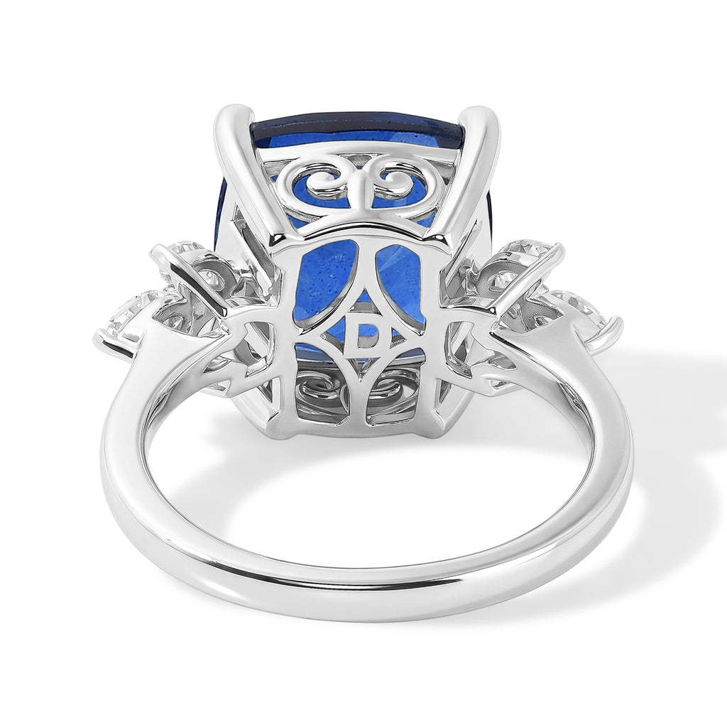 D'Joy - Ceylon Color Quartz & Moissanite Ring in Rhodium Overlay Sterling Silver 6.65 Ct._8624448_4