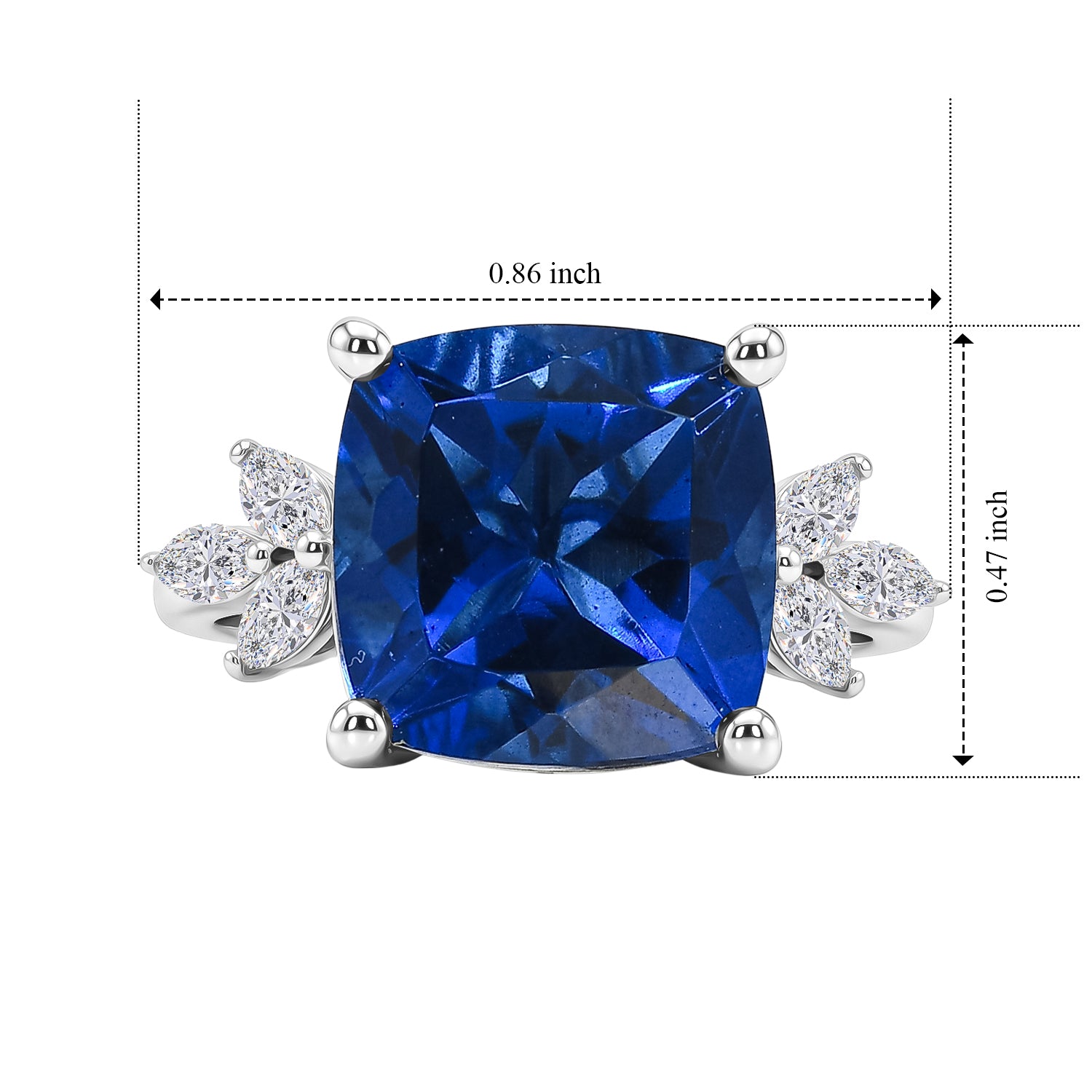 D'Joy - Ceylon Color Quartz &amp; Moissanite Leaf Accent Solitaire Ring in Rhodium Overlay Sterling Silver 6.65 Ct. 8624448 6