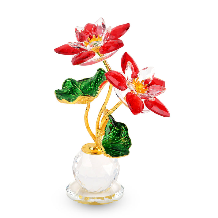 LIVMORE Limited Edition Lotus Crystal &amp; Enamelled Ornament - Green 8624558 1