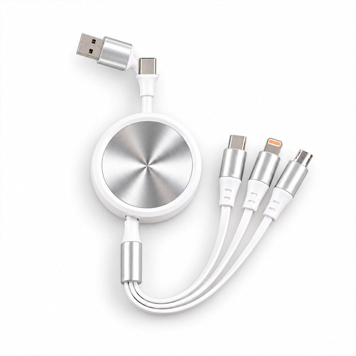 3 in 1 Fast Charging USB Cable Multi Connector Charger Cord - White 8624644 1