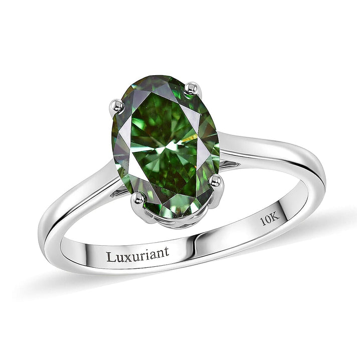 Luxuriant 10K White Gold VS Lab Grown Green Diamond EF, VS Solitaire Ring, Gold Wt.2.23 Gms  2.000  Ct. 8624672 1