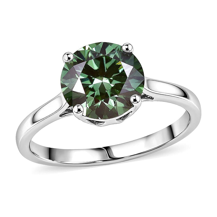 Luxuriant 10K White Gold VS Lab Grown Green Diamond EF, VS Solitaire Ring, Gold Wt.2.14 Gms  2.000  Ct. 8624687 1