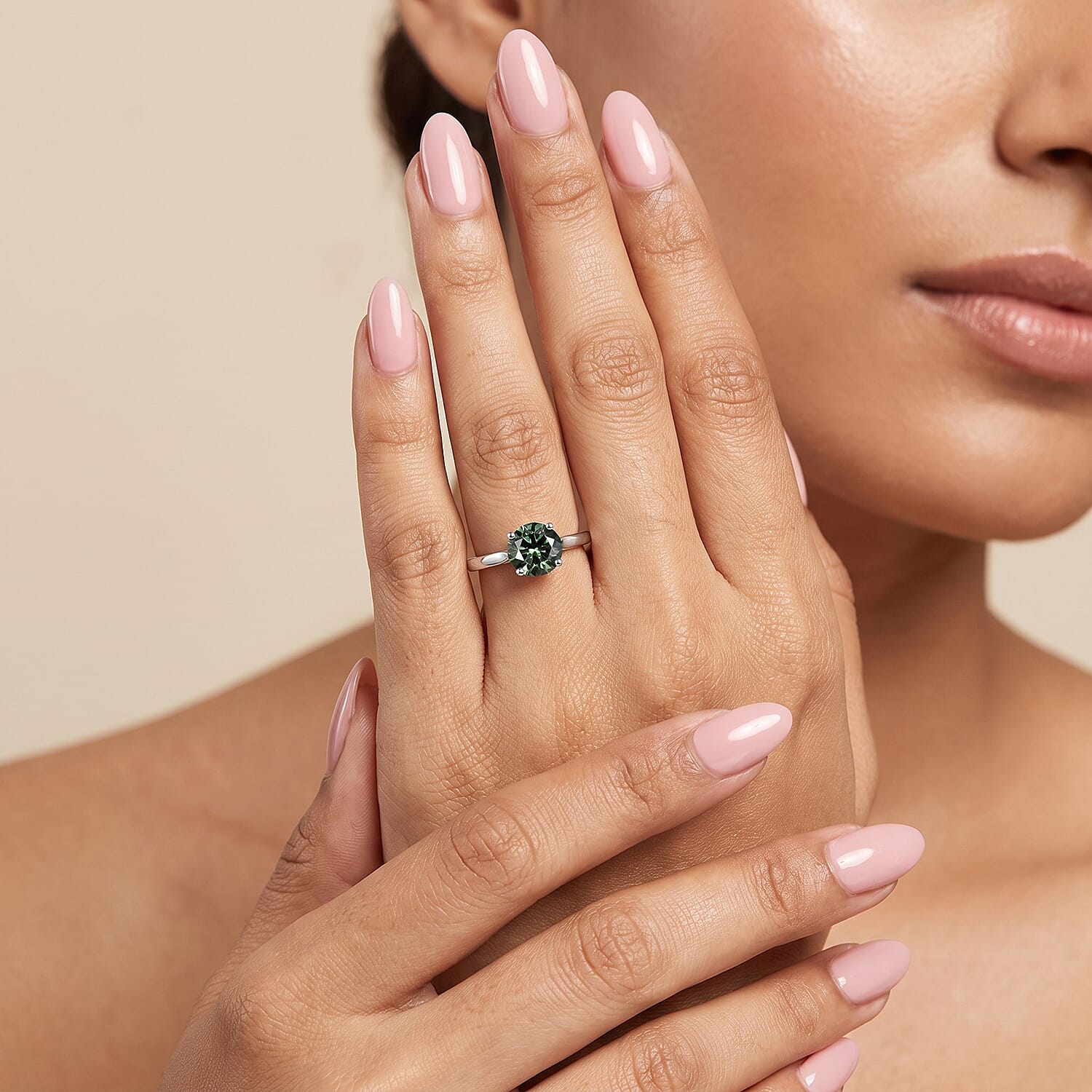 Luxuriant 10K White Gold VS Lab Grown Green Diamond EF, VS Solitaire Ring, Gold Wt.2.14 Gms  2.000  Ct. 8624687 3